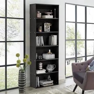 GRUSIGN 71" Tall 6-Tier Bookshelf, Large Open Display Bookcase with Ample Storage, Floor Standing Book Shelf for Living Room, Home Office, Bed Room, Black GRUSIGN 71" Tall 6-Tier Bookshelf, Large Open Display Bookcase with Ample Storage, Floor Standing Book Shelf for Living Room, Home Office, Bed Room, Black