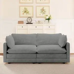 ROWHY 78'' Sectional 2 Seat Cloud Loveseat with 2 Throw Pillows, Modern Corduroy Love Seat, Convertible Cozy Sofa for Living Room, Bedroom and Office, Dark Grey ROWHY 78'' Sectional 2 Seat Cloud Loveseat with 2 Throw Pillows, Modern Corduroy Love Seat, Convertible Cozy Sofa for Living Room, Bedroom and Office, Dark Grey