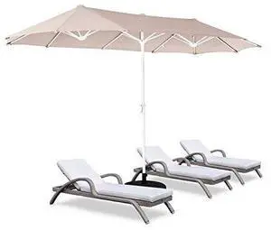 ROWHY 12ft Patio Umbrella Double-Sided Outdoor Market Umbrella Large Umbrella with Crank for Pool, Patio Furniture, Patio Shade, Weight Base is not included (Beige) ROWHY 12ft Patio Umbrella Double-Sided Outdoor Market Umbrella Large Umbrella with Crank for Pool, Patio Furniture, Patio Shade, Weight Base is not included (Beige)