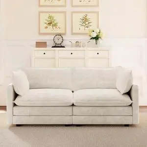 ROWHY 78'' Sectional 2 Seat Cloud Loveseat with 2 Throw Pillows, Modern Corduroy Love Seat, Cozy Sofa for Living Room, Office and Bedroom, Beige ROWHY 78'' Sectional 2 Seat Cloud Loveseat with 2 Throw Pillows, Modern Corduroy Love Seat, Cozy Sofa for Living Room, Office and Bedroom, Beige