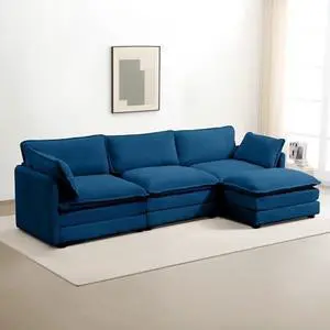 ROWHY Oversized Modular Sectional Sofa with Movable Ottoman, 112 Inch 4 Seat Modern Corduroy Sofa Set, Convertible L Shaped Couch for Living Room and Office, Navy Blue ROWHY Oversized Modular Sectional Sofa with Movable Ottoman, 112 Inch 4 Seat Modern Corduroy Sofa Set, Convertible L Shaped Couch for Living Room and Office, Navy Blue