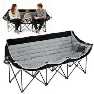 Slsy 3 Person Camping Chair, Oversized Folding Triple Chair with Cup Holders & Side Pocket, 990 LBS Heavy-Duty Portable Outdoor Chair for Camping, Picnic, Lawn Slsy 3 Person Camping Chair, Oversized Folding Triple Chair with Cup Holders & Side Pocket, 990 LBS Heavy-Duty Portable Outdoor Chair for Camping, Picnic, Lawn