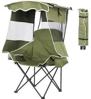 Slsy Beach Chair with Canopy, Folding Camping Chair with Cooler Bag & Cup Holder, Portable Outdoor Chair with Shade for Beach, Camping & Picnic Slsy Beach Chair with Canopy, Folding Camping Chair with Cooler Bag & Cup Holder, Portable Outdoor Chair with Shade for Beach, Camping & Picnic
