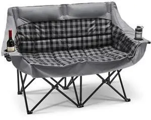 Slsy Double Camping Chair, Extra Padded Loveseat for 2 Prson Heavy Duty Folding Loveseat with Cup Holders for Camping, Fishing, or Hunting Slsy Double Camping Chair, Extra Padded Loveseat for 2 Prson Heavy Duty Folding Loveseat with Cup Holders for Camping, Fishing, or Hunting