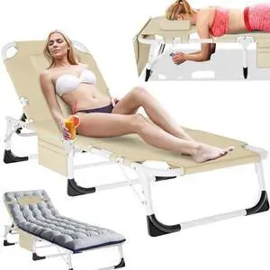Slsy Folding Lounge Chairs Outdoor, Adjustable Sleeping Cot Chair, Portable Folding Bed Cot Chaise Lounge Chairs for Outside Beach Lawn Camping Pool Sun Tanning Slsy Folding Lounge Chairs Outdoor, Adjustable Sleeping Cot Chair, Portable Folding Bed Cot Chaise Lounge Chairs for Outside Beach Lawn Camping Pool Sun Tanning