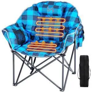 Slsy Oversized Heated Camping Chair, Heats Back & Seat with 3 Adjustable Levels, Portable Foldable Heavy-Duty Moon Chair for Lawn, Patio, Picnic, Camping & Outdoor Lounge Slsy Oversized Heated Camping Chair, Heats Back & Seat with 3 Adjustable Levels, Portable Foldable Heavy-Duty Moon Chair for Lawn, Patio, Picnic, Camping & Outdoor Lounge