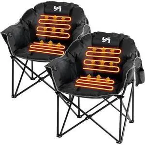 Slsy Oversized Heated Camping Chairs 2-Pack, Heated Folding Moon Chairs with 3 Heat Levels, Portable Heavy Duty Lawn Chairs for Outdoor, Patio, Picnic, and Lounge Slsy Oversized Heated Camping Chairs 2-Pack, Heated Folding Moon Chairs with 3 Heat Levels, Portable Heavy Duty Lawn Chairs for Outdoor, Patio, Picnic, and Lounge