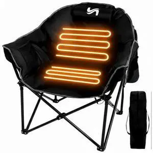 Slsy Oversized Heated Camping Chair Heats Back and Seat, Heated Portable Camp Chair with 3 Heat Levels, Heavy Duty Heated Moon Chair for Lawn, Outdoor, Picnic, Lounge Patio (Jet Black) Slsy Oversized Heated Camping Chair Heats Back and Seat, Heated Portable Camp Chair with 3 Heat Levels, Heavy Duty Heated Moon Chair for Lawn, Outdoor, Picnic, Lounge Patio (Jet Black)