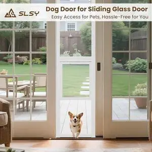 Slsy Dog Door for Sliding Glass Doors, 80.7"-86.6" Adjustable Height, No-Cut Easy Install, Insert Lockable Pet Sliding Doggy Door for Renters & Apartments, Large-Tall Slsy Dog Door for Sliding Glass Doors, 80.7"-86.6" Adjustable Height, No-Cut Easy Install, Insert Lockable Pet Sliding Doggy Door for Renters & Apartments, Large-Tall