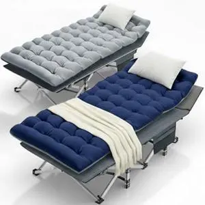 Slsy Set of 2 XL Folding Camping Cot with 2 Sided Mattress & Carry Bag, Sleeping Cot Bed, Portable Guest Bed, Heavy Duty Holds Up to 880 Lbs Slsy Set of 2 XL Folding Camping Cot with 2 Sided Mattress & Carry Bag, Sleeping Cot Bed, Portable Guest Bed, Heavy Duty Holds Up to 880 Lbs