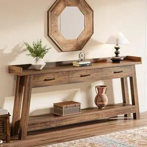 Tribesigns Extra Long 70.9" Sofa Console Table, Farmhouse Entryway Table with 3 Drawers & 2-Tier Storage Shelves for Living Room, Hallway, Foyer, Couch, Dark Brown (Dark Brown) Tribesigns Extra Long 70.9" Sofa Console Table, Farmhouse Entryway Table with 3 Drawers & 2-Tier Storage Shelves for Living Room, Hallway, Foyer, Couch, Dark Brown (Dark Brown)