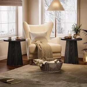 Tribesigns Round Pedestal End Table, Farmhouse Couch Side Table with Octagonal Base, Wooden Drink Stand Accent Nightstand(2, Black) Tribesigns Round Pedestal End Table, Farmhouse Couch Side Table with Octagonal Base, Wooden Drink Stand Accent Nightstand(2, Black)