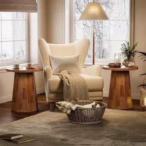 Tribesigns Round Pedestal End Table, Farmhouse Couch Side Table with Octagonal Base, Wooden Drink Stand Accent Nightstand(2, Walnut) Tribesigns Round Pedestal End Table, Farmhouse Couch Side Table with Octagonal Base, Wooden Drink Stand Accent Nightstand(2, Walnut)