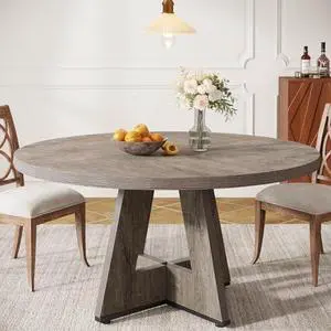 Tribesigns Farmhouse Dining Table, 47 Inch Round Dinner Table for 4 (Grey) Tribesigns Farmhouse Dining Table, 47 Inch Round Dinner Table for 4 (Grey)