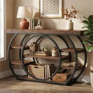 Tribesigns 47 Console Table, Industrial 5-Tier Entryway Table with Metal Frame, Narrow Console Sofa Table for Living Room, Hallway, Rustic Brown Tribesigns 47 Console Table, Industrial 5-Tier Entryway Table with Metal Frame, Narrow Console Sofa Table for Living Room, Hallway, Rustic Brown