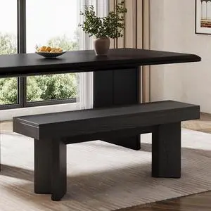 Tribesigns Farmhouse Wooden Dining Bench, 47" Indoor Entryway Bench with Sturdy Frame for Dining Room, Livingroom, Hallway, End of Bed (Black) Tribesigns Farmhouse Wooden Dining Bench, 47" Indoor Entryway Bench with Sturdy Frame for Dining Room, Livingroom, Hallway, End of Bed (Black)
