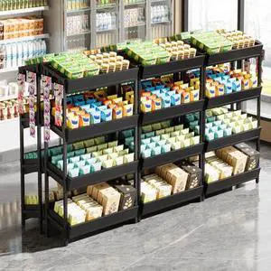 Tribesigns 4-Tier Retail Display Rack Set of 6, Heavy-Duty Commercial Display Stand for Candy, Vegetables, Snacks, Industrial Storage Shelf with Hooks for Retail Store (6, Black) Tribesigns 4-Tier Retail Display Rack Set of 6, Heavy-Duty Commercial Display Stand for Candy, Vegetables, Snacks, Industrial Storage Shelf with Hooks for Retail Store (6, Black)