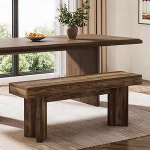 Tribesigns Farmhouse Wooden Dining Bench, 47" Indoor Entryway Bench with Sturdy Frame for Dining Room, Livingroom, Hallway, End of Bed (Dark Brown) Tribesigns Farmhouse Wooden Dining Bench, 47" Indoor Entryway Bench with Sturdy Frame for Dining Room, Livingroom, Hallway, End of Bed (Dark Brown)