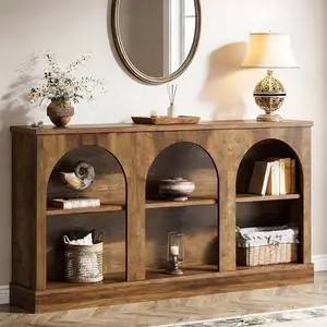 Tribesigns Wooden Narrow Entryway Table with 3-Tier Storage Shelf, 63" Long Modern Farmhouse Sofa Console Table for Hallway, Living Room, Entrance, or Bedroom (Rustic Brown) Tribesigns Wooden Narrow Entryway Table with 3-Tier Storage Shelf, 63" Long Modern Farmhouse Sofa Console Table for Hallway, Living Room, Entrance, or Bedroom (Rustic Brown)