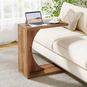 Tribesigns C-Shaped End Table for Couch, Small Bedside Table for Sofa, Wooden Nightstand for Living Room Bedroom Laptop Work Desk, Walnut Brown Tribesigns C-Shaped End Table for Couch, Small Bedside Table for Sofa, Wooden Nightstand for Living Room Bedroom Laptop Work Desk, Walnut Brown