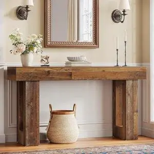 Tribesigns 63-Inch Console Table, Farmhouse Entryway Table with Thicken Tabletop, Wooden Rectangular Sofa Table for Living Room, Hallway, or Foyer (Mix Brown) Tribesigns 63-Inch Console Table, Farmhouse Entryway Table with Thicken Tabletop, Wooden Rectangular Sofa Table for Living Room, Hallway, or Foyer (Mix Brown)