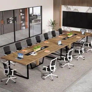 Tribesigns 8FT Large Conference Table for 10 People, Industrial 94.5-Inch Meeting Table with Two Grommets, Rectangular Podcast Training Table for Home Office, Studio, Business, 2 PCS Tribesigns 8FT Large Conference Table for 10 People, Industrial 94.5-Inch Meeting Table with Two Grommets, Rectangular Podcast Training Table for Home Office, Studio, Business, 2 PCS