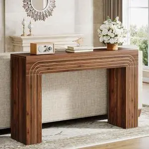 Tribesigns Farmhouse Console Table, 55-Inch Entryway Table with Heavy Duty Legs, Long Narrow Sofa Table Behind Couch, Wooden Accent Furniture for Hallway, Living Room, Entrance, Foyer (Walnut Brown) Tribesigns Farmhouse Console Table, 55-Inch Entryway Table with Heavy Duty Legs, Long Narrow Sofa Table Behind Couch, Wooden Accent Furniture for Hallway, Living Room, Entrance, Foyer (Walnut Brown)
