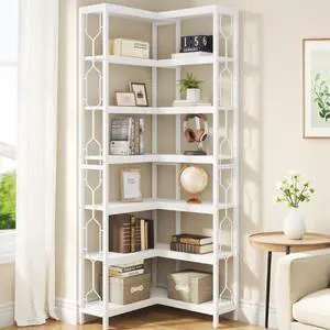 Tribesigns 7-Tier Corner Shelf, 78.7" Tall Bookshelf with Storage, Corner Bookshelf and Bookcase, Industrial Display Shelf, Large Bookcase for Living Room, Bed Room, Home Office (White) Tribesigns 7-Tier Corner Shelf, 78.7" Tall Bookshelf with Storage, Corner Bookshelf and Bookcase, Industrial Display Shelf, Large Bookcase for Living Room, Bed Room, Home Office (White)