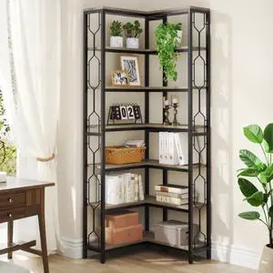 Tribesigns 7-Tier Corner Shelf, 78.7" Tall Bookshelf with Storage, Corner Bookshelf and Bookcase, Industrial Display Shelf, Large Bookcase for Living Room, Bed Room, Home Office (Grey) Tribesigns 7-Tier Corner Shelf, 78.7" Tall Bookshelf with Storage, Corner Bookshelf and Bookcase, Industrial Display Shelf, Large Bookcase for Living Room, Bed Room, Home Office (Grey)