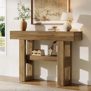 Tribesigns 41.34" Console Table, Rustic Entryway Table with 2-Tier Storage, Narrow Sofa Furniture for Foyer, Living Room, Entrance, Hallway, Light Brown Tribesigns 41.34" Console Table, Rustic Entryway Table with 2-Tier Storage, Narrow Sofa Furniture for Foyer, Living Room, Entrance, Hallway, Light Brown