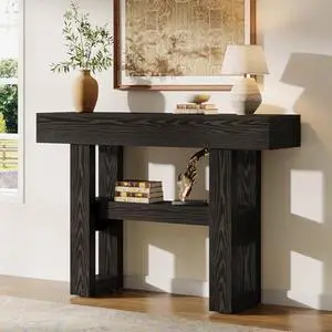 Tribesigns 41.34" Console Table, Rustic Entryway Table with 2-Tier Storage, Narrow Sofa Furniture for Foyer, Living Room, Entrance, Hallway, Black Tribesigns 41.34" Console Table, Rustic Entryway Table with 2-Tier Storage, Narrow Sofa Furniture for Foyer, Living Room, Entrance, Hallway, Black