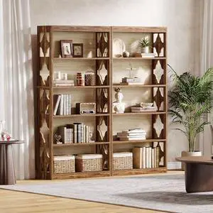 Tribesigns 70.47-Inch Tall Bookshelf, 6-Tier Farmhouse Bookcase, Large Wood Book Shelf Freestanding Displaying Shelves for Living Room, Bedroom, Office, Walnut (2Packs) Tribesigns 70.47-Inch Tall Bookshelf, 6-Tier Farmhouse Bookcase, Large Wood Book Shelf Freestanding Displaying Shelves for Living Room, Bedroom, Office, Walnut (2Packs)
