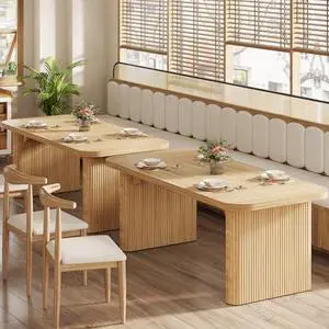 Tribesigns Dining Table Set of 2, Heavy Duty MDF Commercial Kitchen Table Set, Farmhouse Dining Room Tables with Pedestal Legs for Restaurant, Cafe, Home, Easy Assembly (2, Natural) Tribesigns Dining Table Set of 2, Heavy Duty MDF Commercial Kitchen Table Set, Farmhouse Dining Room Tables with Pedestal Legs for Restaurant, Cafe, Home, Easy Assembly (2, Natural)