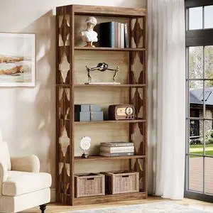 Tribesigns 70.47-Inch Tall Bookshelf, 6-Tier Farmhouse Bookcase, Large Wood Book Shelf Freestanding Displaying Shelves for Living Room, Bedroom, Office, Walnut Tribesigns 70.47-Inch Tall Bookshelf, 6-Tier Farmhouse Bookcase, Large Wood Book Shelf Freestanding Displaying Shelves for Living Room, Bedroom, Office, Walnut