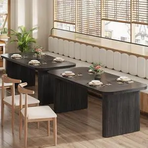Tribesigns Dining Table Set, Heavy Duty MDF Commercial Kitchen Table Set, Farmhouse Dining Room Tables with Pedestal Legs for Restaurant, Cafe, Home, Easy Assembly (2, Black) Tribesigns Dining Table Set, Heavy Duty MDF Commercial Kitchen Table Set, Farmhouse Dining Room Tables with Pedestal Legs for Restaurant, Cafe, Home, Easy Assembly (2, Black)