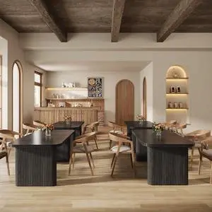Tribesigns Dining Table Set, Heavy Duty MDF Commercial Kitchen Table Set, Farmhouse Dining Room Tables with Pedestal Legs for Restaurant, Cafe, Home, Easy Assembly (4, Black) Tribesigns Dining Table Set, Heavy Duty MDF Commercial Kitchen Table Set, Farmhouse Dining Room Tables with Pedestal Legs for Restaurant, Cafe, Home, Easy Assembly (4, Black)