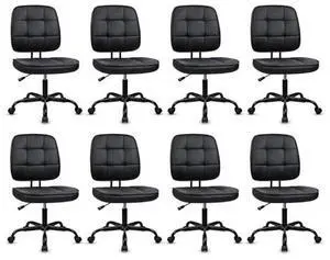 CLATINA Armless Home Office Chair with Lumbar Support and Wheels, Small PU Leather Ergonomic Low Back Desk Chairs No Arms, Adjustable Height 360° Swivel Rolling Computer Task Chair, Black, 8 Pack CLATINA Armless Home Office Chair with Lumbar Support and Wheels, Small PU Leather Ergonomic Low Back Desk Chairs No Arms, Adjustable Height 360° Swivel Rolling Computer Task Chair, Black, 8 Pack