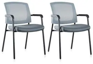 CLATINA Office Reception Guest Chair Mesh Back Stacking with Ergonomic Lumbar Support and Thickened Seat Cushion for Waiting Conference Room Gray 2 Pack CLATINA Office Reception Guest Chair Mesh Back Stacking with Ergonomic Lumbar Support and Thickened Seat Cushion for Waiting Conference Room Gray 2 Pack