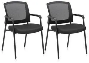 CLATINA Office Reception Guest Chair Mesh Back Stacking with Ergonomic Lumbar Support and Thickened Seat Cushion for Waiting Conference Room Black 2 Pack CLATINA Office Reception Guest Chair Mesh Back Stacking with Ergonomic Lumbar Support and Thickened Seat Cushion for Waiting Conference Room Black 2 Pack