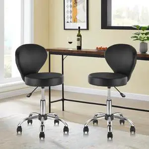 KLASIKA Set of 4 PVC Faux Leather Rolling Swivel Salon Stool Chair with Wheel Back Lumbar Support Seat Height 22 in Diameter 15 Inch Adjustable Hydraulic Chair for Office Massage Facial Spa 4 Pack KLASIKA Set of 4 PVC Faux Leather Rolling Swivel Salon Stool Chair with Wheel Back Lumbar Support Seat Height 22 in Diameter 15 Inch Adjustable Hydraulic Chair for Office Massage Facial Spa 4 Pack