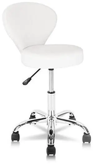 KLASIKA Rolling Swivel Salon Stool Chair with Back Support Adjustable Hydraulic for Office Massage Facial Spa Medical Drafting Tattoo Beauty Barber White KLASIKA Rolling Swivel Salon Stool Chair with Back Support Adjustable Hydraulic for Office Massage Facial Spa Medical Drafting Tattoo Beauty Barber White