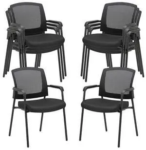 CLATINA Black Stacking Chairs Stackable Waiting Room Chairs with Armrest, Mesh Office Reception Guest Chair for Home Desk Conference Lobby Church Medical Meeting Training Ergonomic, Set of 8 CLATINA Black Stacking Chairs Stackable Waiting Room Chairs with Armrest, Mesh Office Reception Guest Chair for Home Desk Conference Lobby Church Medical Meeting Training Ergonomic, Set of 8