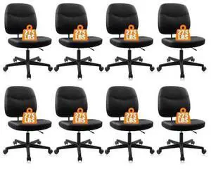 CLATINA Armless Home Office Chair, Small PU Leather Ergonomic Low Back Desk Chair with Lumbar Support and Wheels, Adjustable Height 360° Swivel Rolling Computer Task Chair, Black, 8 Pack CLATINA Armless Home Office Chair, Small PU Leather Ergonomic Low Back Desk Chair with Lumbar Support and Wheels, Adjustable Height 360° Swivel Rolling Computer Task Chair, Black, 8 Pack