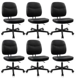 CLATINA Armless Home Office Chair, Small PU Leather Ergonomic Low Back Desk Chair with Lumbar Support and Wheels, Adjustable Height 360° Swivel Rolling Computer Task Chair, Black, 6 Pack CLATINA Armless Home Office Chair, Small PU Leather Ergonomic Low Back Desk Chair with Lumbar Support and Wheels, Adjustable Height 360° Swivel Rolling Computer Task Chair, Black, 6 Pack