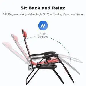 Nazhura Set of 2 Relaxing Recliners Patio Chairs Adjustable Steel Mesh Zero Gravity Lounge Chair Beach Chairs with Pillow and Cup Holder Khaki (Pink) Nazhura Set of 2 Relaxing Recliners Patio Chairs Adjustable Steel Mesh Zero Gravity Lounge Chair Beach Chairs with Pillow and Cup Holder Khaki (Pink)