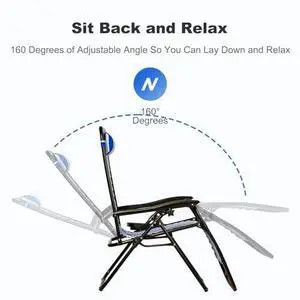 Nazhura Set of 2 Relaxing Recliners Patio Chairs Adjustable Steel Mesh Zero Gravity Lounge Chair Beach Chairs with Pillow and Cup Holder (Navy Blue Stripe) Nazhura Set of 2 Relaxing Recliners Patio Chairs Adjustable Steel Mesh Zero Gravity Lounge Chair Beach Chairs with Pillow and Cup Holder (Navy Blue Stripe)