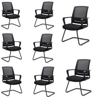 CLATINA Office Guest Chair with Adjustable Lumbar Support and Mesh Back Computer Chairs with Sled Base Desk Chair no Wheels for Reception Conference Room Waiting Guest Study Room Black 8PK CLATINA Office Guest Chair with Adjustable Lumbar Support and Mesh Back Computer Chairs with Sled Base Desk Chair no Wheels for Reception Conference Room Waiting Guest Study Room Black 8PK