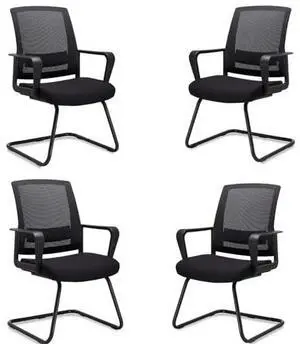 CLATINA Office Guest Chair with Adjustable Lumbar Support and Mesh Back Computer Chairs with Sled Base Desk Chair no Wheels for Reception Conference Room Waiting Guest Study Room Black 4PK CLATINA Office Guest Chair with Adjustable Lumbar Support and Mesh Back Computer Chairs with Sled Base Desk Chair no Wheels for Reception Conference Room Waiting Guest Study Room Black 4PK