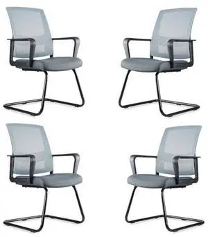 CLATINA Office Guest Chair with Adjustable Lumbar Support and Mesh Back Computer Chairs with Sled Base Desk Chair no Wheels for Reception Conference Room Waiting Guest Study Room Gray 4PK CLATINA Office Guest Chair with Adjustable Lumbar Support and Mesh Back Computer Chairs with Sled Base Desk Chair no Wheels for Reception Conference Room Waiting Guest Study Room Gray 4PK