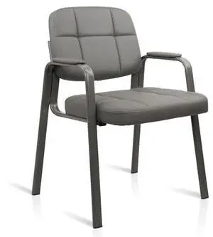 CLATINA Reception Chair No Wheels, Leather Guest Conference Room Chair with Padded Arms, Comfy Waiting Room Chair, Computer Desk Chair for Office, Home, Break Room, School, Meeting, Grey CLATINA Reception Chair No Wheels, Leather Guest Conference Room Chair with Padded Arms, Comfy Waiting Room Chair, Computer Desk Chair for Office, Home, Break Room, School, Meeting, Grey